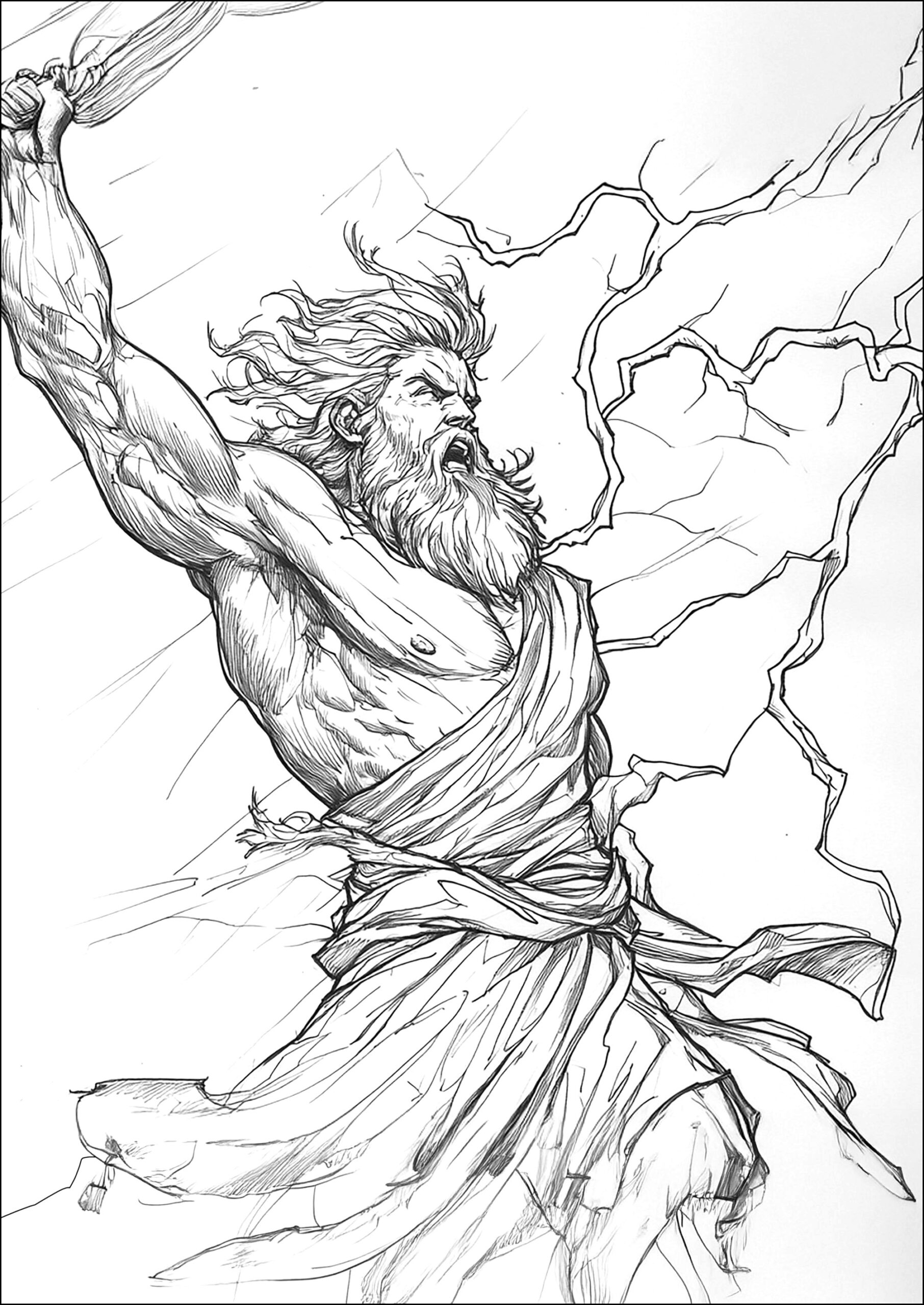 Zeus Master Of Lightning Ancient Greece Greek Mythology Coloring Pages